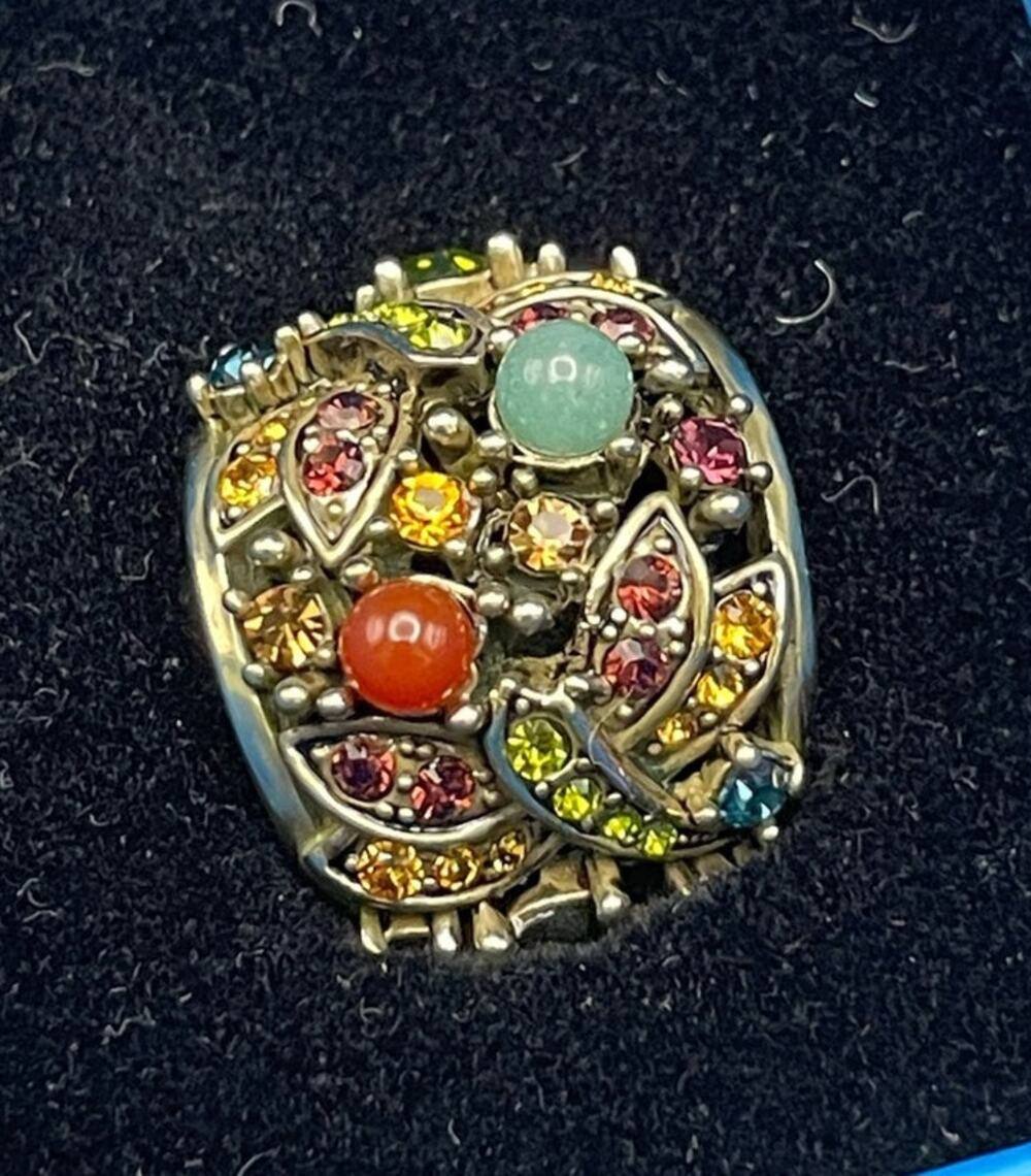 Heidi Daus Cocktail Ring Size 5 Multi Color Stones Swarovski Crystals Butterfly